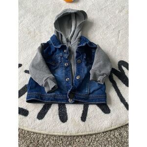 Okie Dokie Baby Denim Jean Jacket with Hoodie Blue Size 9M Unisex